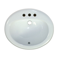 Pelican PL-1011 Porcelain Self-Rimming Bathroom Sink 20 1/2'' x 18'' w/ 4 Inch Spread - White
